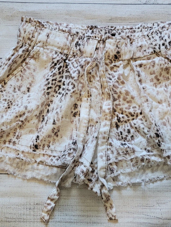Rewash Pants - Rewash Beige & Brown Animal-Print High-Waist Drawstring Shorts
